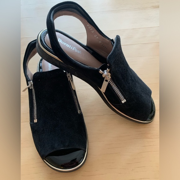 BeautiFeel - Women’s Slingback Sandal Shoes (black suede-size 37) - Picture 2 of 5